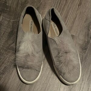 Steve Madden Soft Gray Fur Sneakers